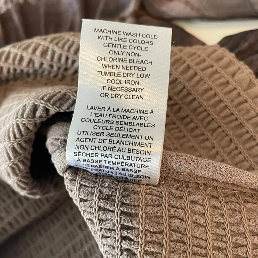 Truth By Republic NWT *FLAW* Smocked Blouse Top Sz M Sheer Long Sleeves Brown - Picture 10 of 14